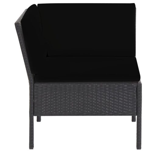 6-Piece Garden Lounge Set with Cushions Poly Rattan Wicker Outdoor Patio Furniture Black - Image 8