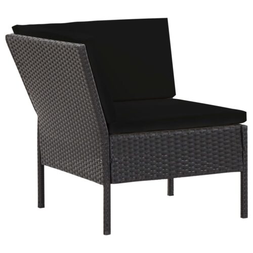 6-Piece Garden Lounge Set with Cushions Poly Rattan Wicker Outdoor Patio Furniture Black - Image 9