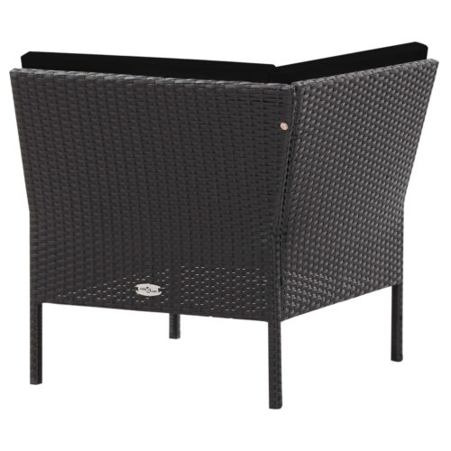 6-Piece Garden Lounge Set with Cushions Poly Rattan Wicker Outdoor Patio Furniture Black - Image 10