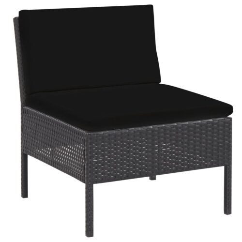 6-Piece Garden Lounge Set with Cushions Poly Rattan Wicker Outdoor Patio Furniture Black - Image 11