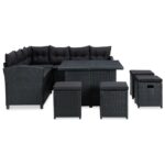 6-Piece Garden Lounge Set with Cushions Poly Rattan Wicker Outdoor Patio Furniture Black