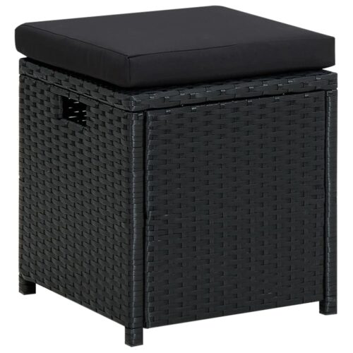 6-Piece Garden Lounge Set with Cushions Poly Rattan Wicker Outdoor Patio Furniture Black - Image 10