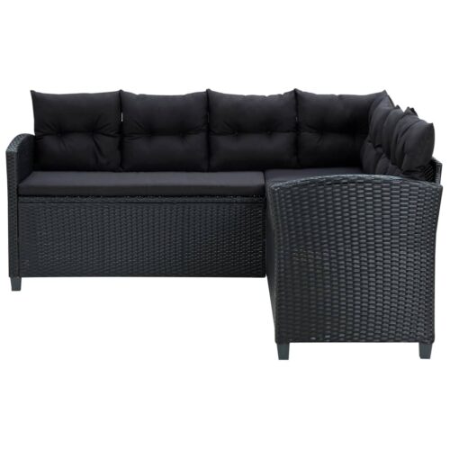 6-Piece Garden Lounge Set with Cushions Poly Rattan Wicker Outdoor Patio Furniture Black - Image 4