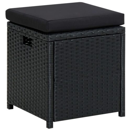 6-Piece Garden Lounge Set with Cushions Poly Rattan Wicker Outdoor Patio Furniture Black - Image 8