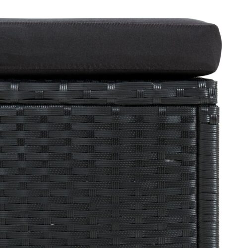 6-Piece Garden Lounge Set with Cushions Poly Rattan Wicker Outdoor Patio Furniture Black - Image 9