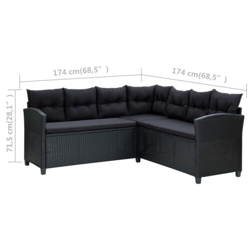 6-Piece Garden Lounge Set with Cushions Poly Rattan Wicker Outdoor Patio Furniture Black - Image 10
