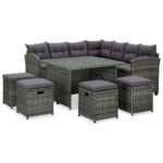 6-Piece Garden Lounge Set with Cushions Poly Rattan Wicker Outdoor Patio Furniture Black