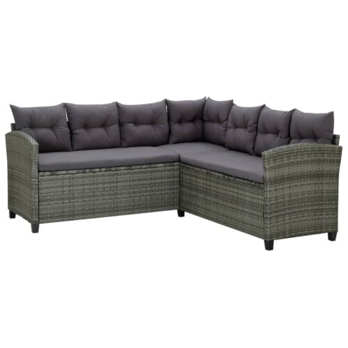 6-Piece Garden Lounge Set with Cushions Poly Rattan Wicker Outdoor Patio Furniture Black - Image 4