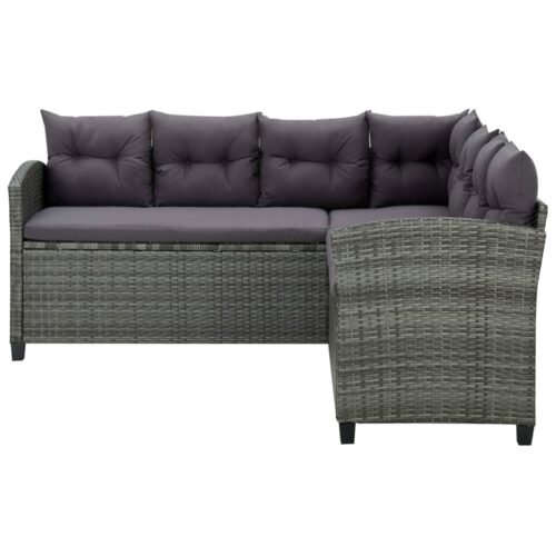 6-Piece Garden Lounge Set with Cushions Poly Rattan Wicker Outdoor Patio Furniture Black - Image 5
