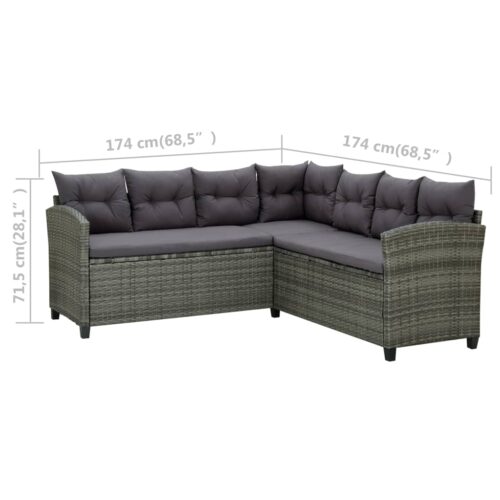 6-Piece Garden Lounge Set with Cushions Poly Rattan Wicker Outdoor Patio Furniture Black - Image 11