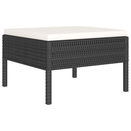 6-Piece Garden Lounge Set with Cushions Poly Rattan Wicker Outdoor Patio Furniture Black - Image 6