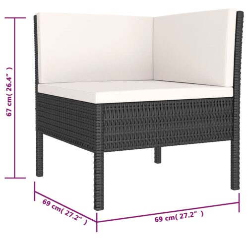 6-Piece Garden Lounge Set with Cushions Poly Rattan Wicker Outdoor Patio Furniture Black - Image 7