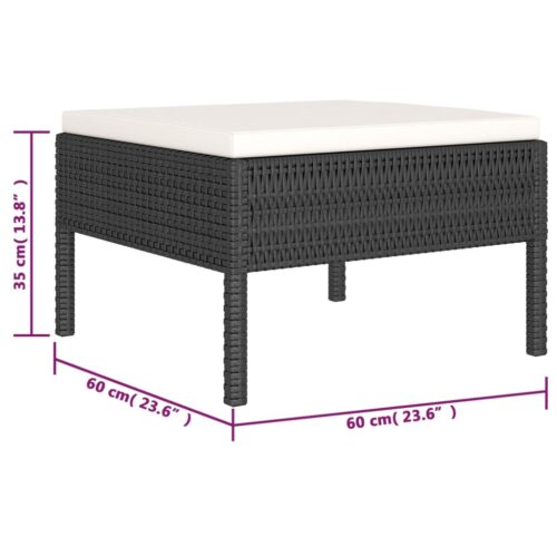 6-Piece Garden Lounge Set with Cushions Poly Rattan Wicker Outdoor Patio Furniture Black - Image 9