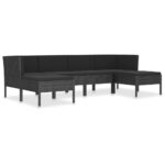6-Piece Garden Lounge Set with Cushions Poly Rattan Wicker Outdoor Patio Furniture Black