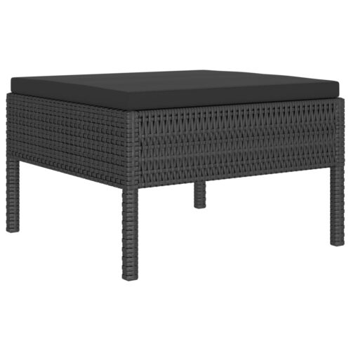 6-Piece Garden Lounge Set with Cushions Poly Rattan Wicker Outdoor Patio Furniture Black - Image 6
