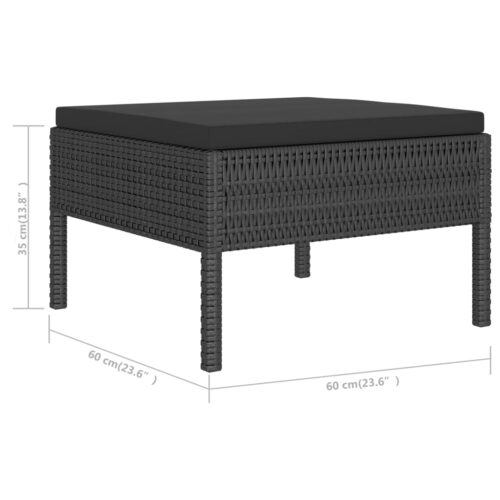 6-Piece Garden Lounge Set with Cushions Poly Rattan Wicker Outdoor Patio Furniture Black - Image 9