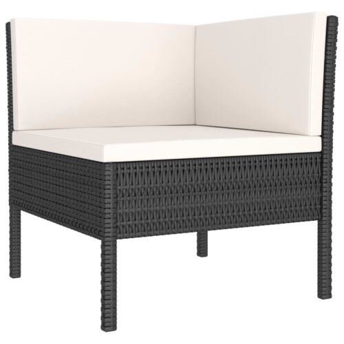 6-Piece Garden Lounge Set with Cushions Poly Rattan Wicker Outdoor Patio Furniture Black - Image 3
