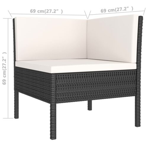 6-Piece Garden Lounge Set with Cushions Poly Rattan Wicker Outdoor Patio Furniture Black - Image 6