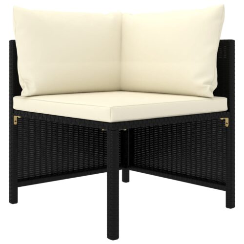 6-Piece Garden Lounge Set with Cushions Poly Rattan Wicker Outdoor Patio Furniture Black - Image 3