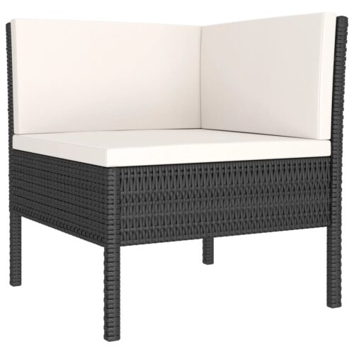 6-Piece Garden Lounge Set with Cushions Poly Rattan Wicker Outdoor Patio Furniture Black - Image 3