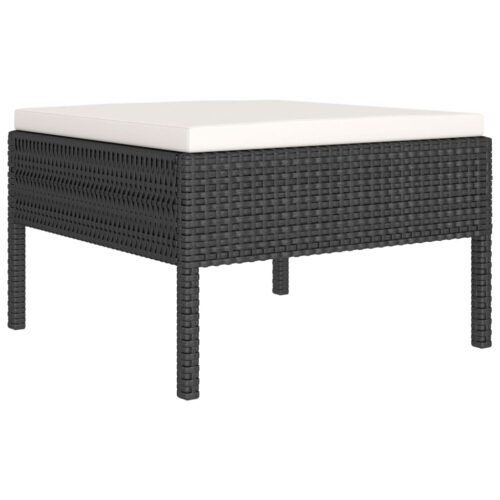 6-Piece Garden Lounge Set with Cushions Poly Rattan Wicker Outdoor Patio Furniture Black - Image 4