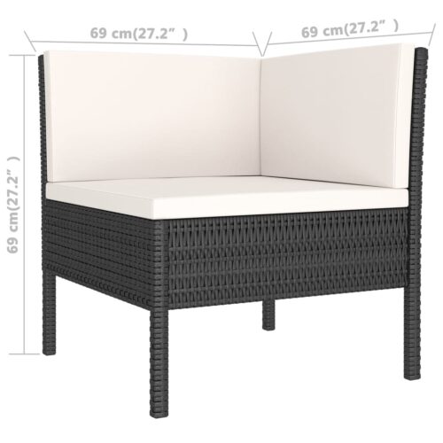 6-Piece Garden Lounge Set with Cushions Poly Rattan Wicker Outdoor Patio Furniture Black - Image 7