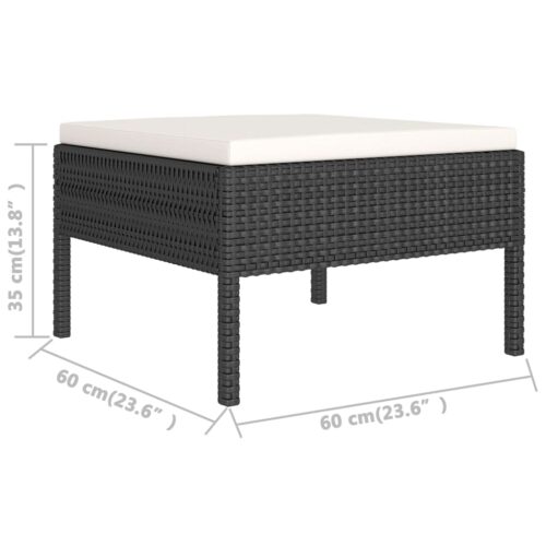6-Piece Garden Lounge Set with Cushions Poly Rattan Wicker Outdoor Patio Furniture Black - Image 9