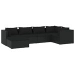 6-Piece Garden Lounge Set with Cushions Poly Rattan Wicker Outdoor Patio Furniture Black