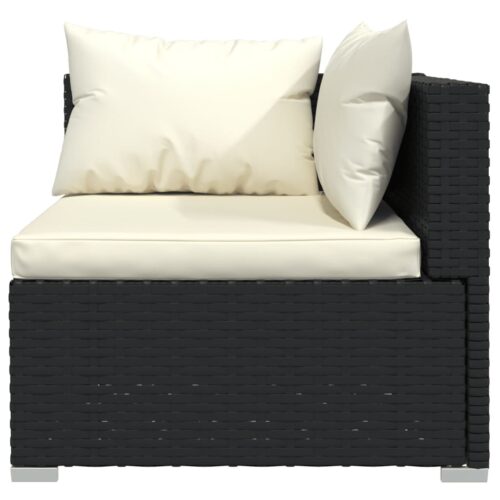 6-Piece Garden Lounge Set with Cushions Poly Rattan Wicker Outdoor Patio Furniture Black - Image 4