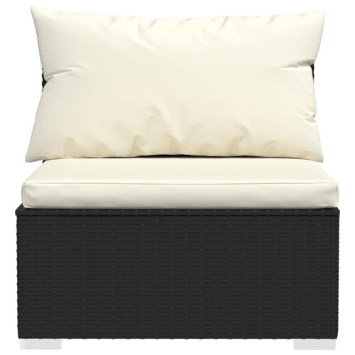6-Piece Garden Lounge Set with Cushions Poly Rattan Wicker Outdoor Patio Furniture Black - Image 6