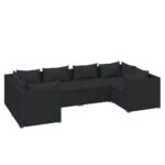 6-Piece Garden Lounge Set with Cushions Poly Rattan Wicker Outdoor Patio Furniture Black