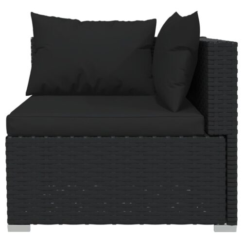 6-Piece Garden Lounge Set with Cushions Poly Rattan Wicker Outdoor Patio Furniture Black - Image 3