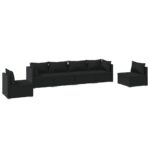 6-Piece Garden Lounge Set with Cushions Poly Rattan Wicker Outdoor Patio Furniture Black