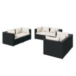 6-Piece Garden Lounge Set with Cushions Poly Rattan Wicker Outdoor Patio Furniture Black