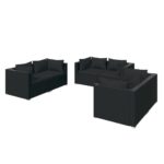 6-Piece Garden Lounge Set with Cushions Poly Rattan Wicker Outdoor Patio Furniture Black
