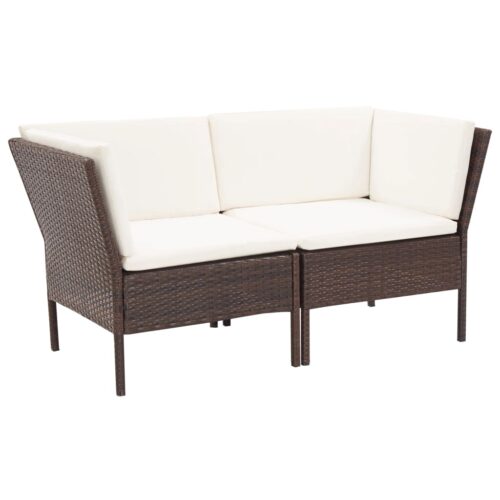 6-Piece Garden Lounge Set with Cushions Poly Rattan Wicker Outdoor Patio Furniture Brown - Image 3