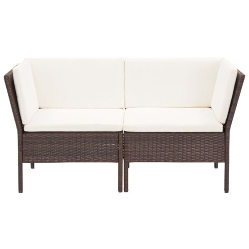 6-Piece Garden Lounge Set with Cushions Poly Rattan Wicker Outdoor Patio Furniture Brown - Image 4