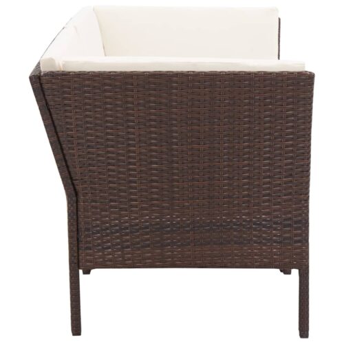 6-Piece Garden Lounge Set with Cushions Poly Rattan Wicker Outdoor Patio Furniture Brown - Image 5