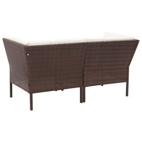 6-Piece Garden Lounge Set with Cushions Poly Rattan Wicker Outdoor Patio Furniture Brown - Image 6