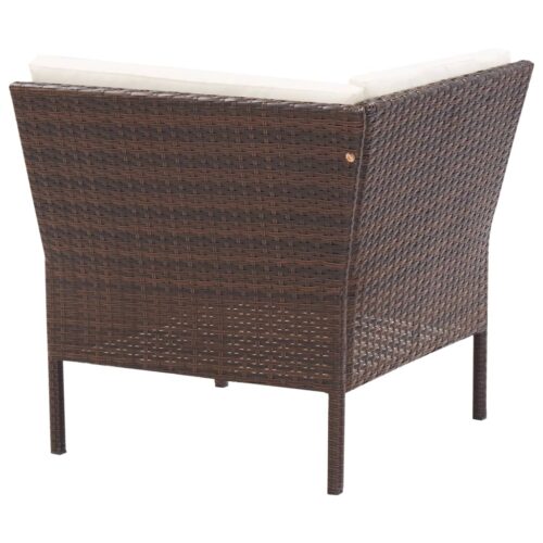6-Piece Garden Lounge Set with Cushions Poly Rattan Wicker Outdoor Patio Furniture Brown - Image 9