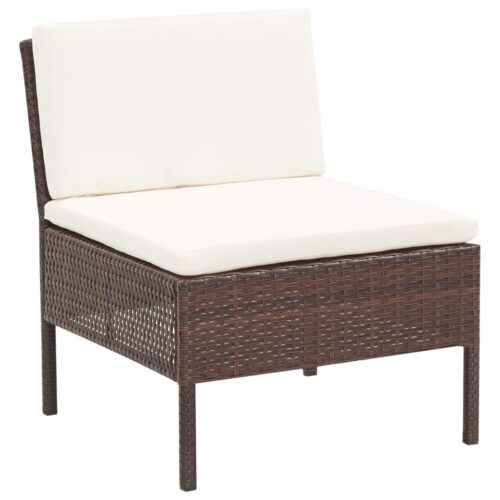 6-Piece Garden Lounge Set with Cushions Poly Rattan Wicker Outdoor Patio Furniture Brown - Image 10