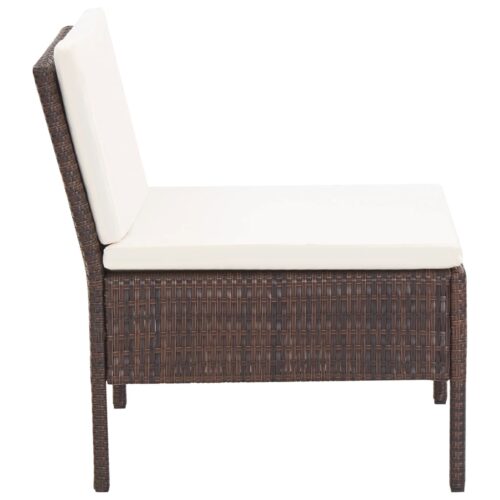 6-Piece Garden Lounge Set with Cushions Poly Rattan Wicker Outdoor Patio Furniture Brown - Image 11