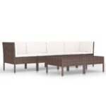 6-Piece Garden Lounge Set with Cushions Poly Rattan Wicker Outdoor Patio Furniture Brown