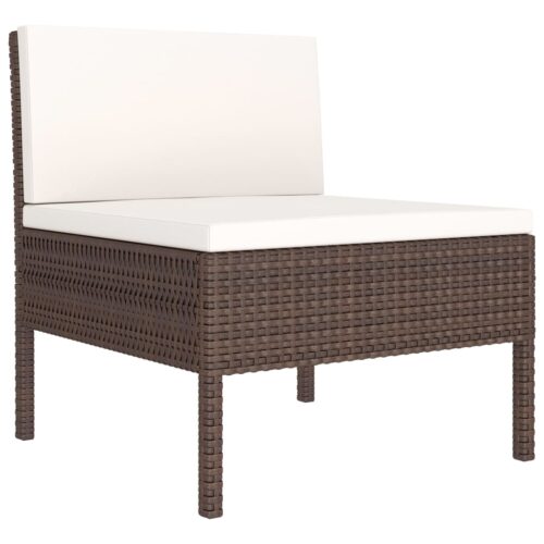 6-Piece Garden Lounge Set with Cushions Poly Rattan Wicker Outdoor Patio Furniture Brown - Image 4