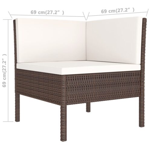 6-Piece Garden Lounge Set with Cushions Poly Rattan Wicker Outdoor Patio Furniture Brown - Image 6