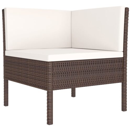 6-Piece Garden Lounge Set with Cushions Poly Rattan Wicker Outdoor Patio Furniture Brown - Image 3