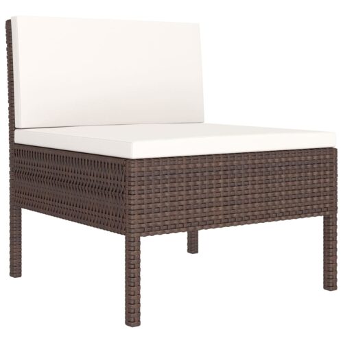 6-Piece Garden Lounge Set with Cushions Poly Rattan Wicker Outdoor Patio Furniture Brown - Image 4