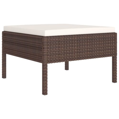 6-Piece Garden Lounge Set with Cushions Poly Rattan Wicker Outdoor Patio Furniture Brown - Image 5