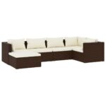 6-Piece Garden Lounge Set with Cushions Poly Rattan Wicker Outdoor Patio Furniture Brown