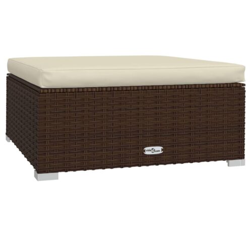 6-Piece Garden Lounge Set with Cushions Poly Rattan Wicker Outdoor Patio Furniture Brown - Image 7